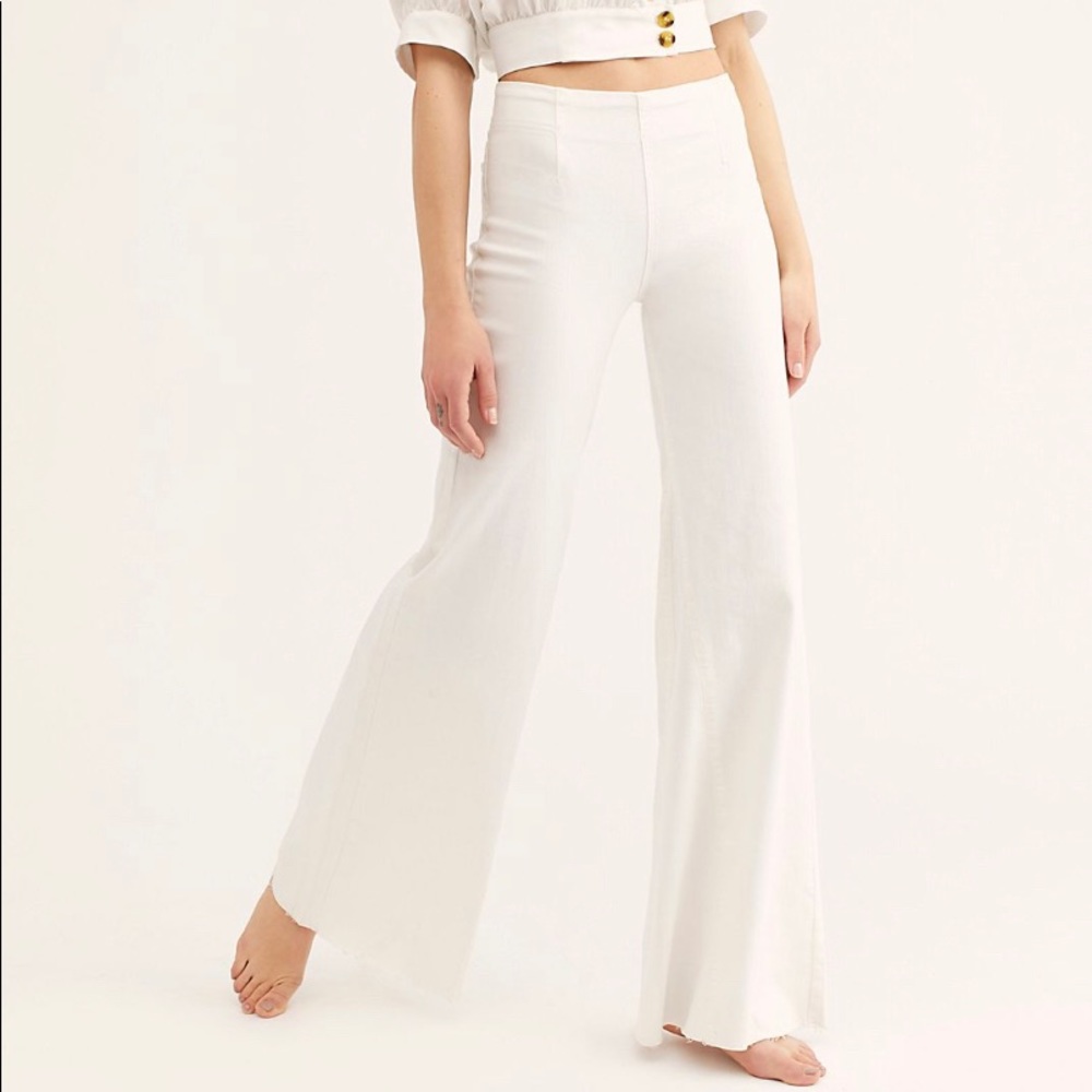 Free People White Flare Jeans